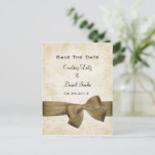 Carte Postale Faire-part Ruban Doré Enregistrer La Date (Debout devant)