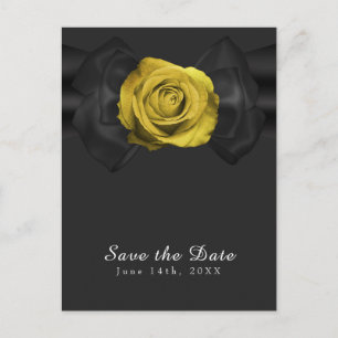 Carte Postale Faire-part Ruban noir & Rose jaune Enregistrez la date TOUTE