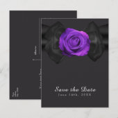 Carte Postale Faire-part Ruban noir & Rose violette Enregistrer la date TOU (Devant / Derrière)