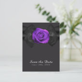 Carte Postale Faire-part Ruban noir & Rose violette Enregistrer la date TOU (Debout devant)