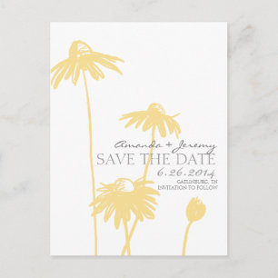 Carte Postale Faire-part Rudbeckias jaune et blanc Sauvegarder la Date