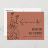 CARTE POSTALE FAIRE-PART RUST DESERT CACTI SUCCULENT SKETCH ENREGISTRER LA  (Devant / Derrière)