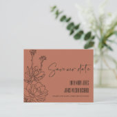 CARTE POSTALE FAIRE-PART RUST DESERT CACTI SUCCULENT SKETCH ENREGISTRER LA  (Debout devant)