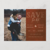 Carte Postale Faire-part Rust Stylish photo manuscrite Enregistrer la date (Devant)