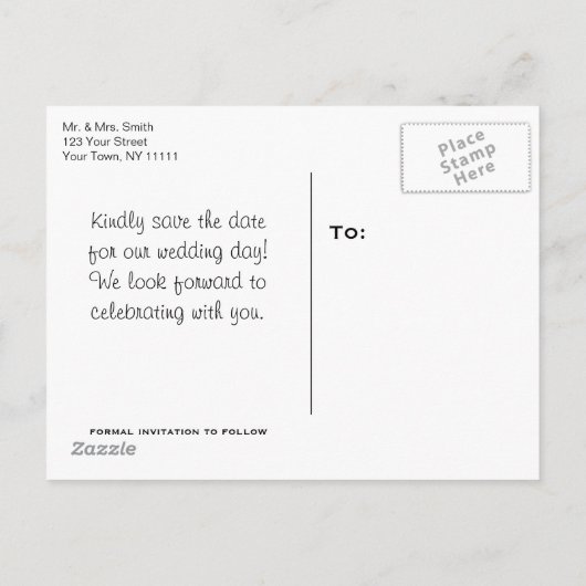 Carte Postale Faire-part Rustic Adirondack Mountain Lake Enregistrer la dat (Dos)