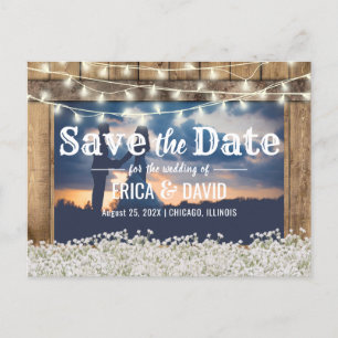 Carte Postale Faire-part Rustic Baby's Breath Photo Save the Date