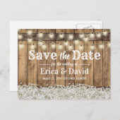 Carte Postale Faire-part Rustic Baby's Breath String Lights Enregistrer la  (Devant / Derrière)