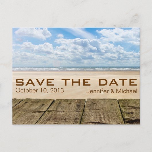 Carte Postale Faire-part Rustic Beach Summer Enregistrer la date Mariage (Devant)