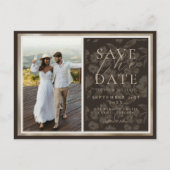 Carte Postale Faire-part Rustic Brown Botanical Pattern Photo Wedding (Devant)
