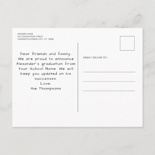 Carte Postale Faire-part Rustic Chalkboard Customisé 3 Diplôme Photo (Dos)