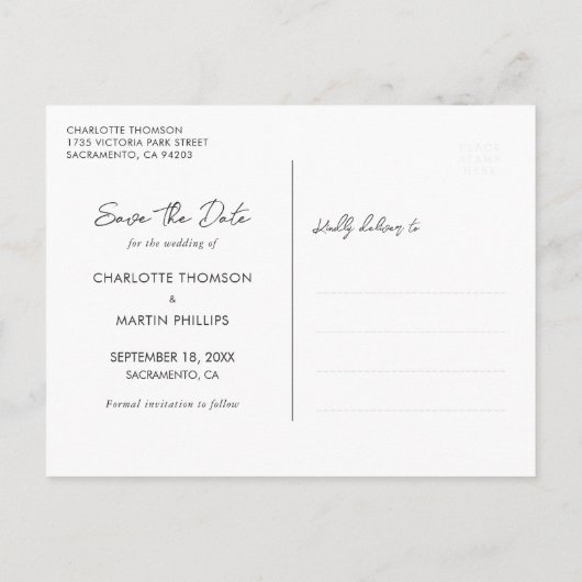 Carte Postale Faire-part Rustic Chalkboard Mariage Photo Enregistrer La Dat (Dos)