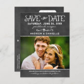 Carte Postale Faire-part Rustic Chalkboard Mariage Photo Enregistrer la dat (Devant / Derrière)