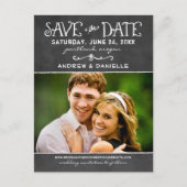 Carte Postale Faire-part Rustic Chalkboard Mariage Photo Enregistrer la dat (Devant)