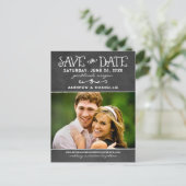 Carte Postale Faire-part Rustic Chalkboard Mariage Photo Enregistrer la dat (Debout devant)