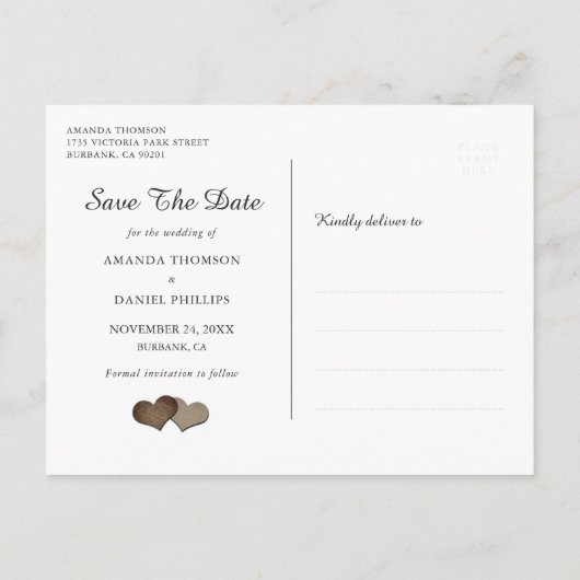 Carte Postale Faire-part Rustic Chic Navy Bleu Bourgogne Enregistrer La Dat (Dos)