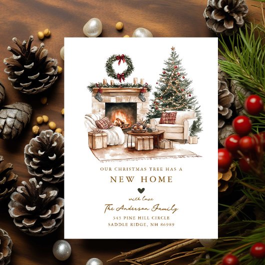 Carte Postale Faire-part Rustic Christmas Tree New Home Card