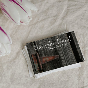 Carte Postale Faire-part Rustic Country Bois Grange Porte enregistrer la da