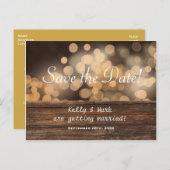 Carte Postale Faire-part Rustic Country Bokeh Lights Enregistrer la date Ca (Devant / Derrière)