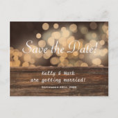 Carte Postale Faire-part Rustic Country Bokeh Lights Enregistrer la date Ca (Devant)