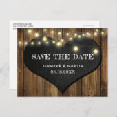 Carte Postale Faire-part Rustic Country Chalkboard Heart Enregistrer La Dat (Devant / Derrière)