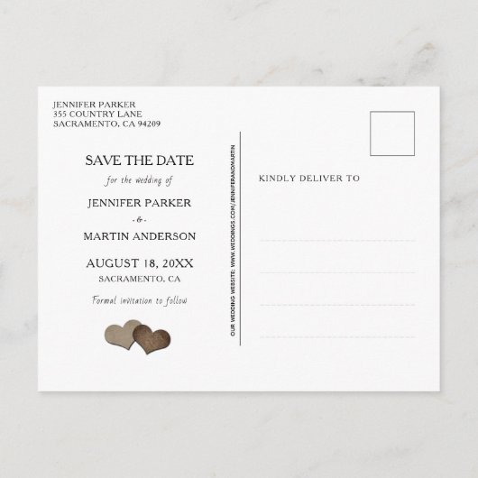 Carte Postale Faire-part Rustic Country Chalkboard Heart Enregistrer La Dat (Dos)
