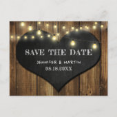 Carte Postale Faire-part Rustic Country Chalkboard Heart Enregistrer La Dat (Devant)