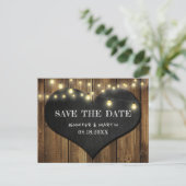 Carte Postale Faire-part Rustic Country Chalkboard Heart Enregistrer La Dat (Debout devant)