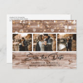 Carte Postale Faire-part Rustic Country Grange Bois Photo Enregistrer La Da (Devant / Derrière)