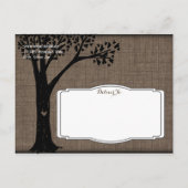 Carte Postale Faire-part Rustic Country Tree Burlap Enregistrer la date Car (Dos)