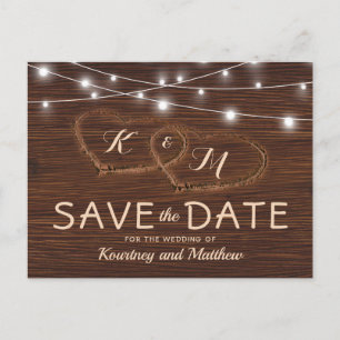 Carte Postale Faire-part Rustic Country Wood Wedding Enregistrer la date