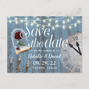 Carte Postale Faire-part Rustic Fairytale Mariage Dusty Blue Enregistrer la