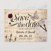 Carte Postale Faire-part Rustic Fairytale Mariage Music Notes Enregistrer l (Devant)
