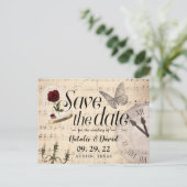 Carte Postale Faire-part Rustic Fairytale Mariage Music Notes Enregistrer l (Debout devant)