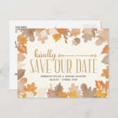 Carte Postale Faire-part Rustic Fall Leaves Non Photo Save the Date (Devant / Derrière)