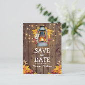 Carte Postale Faire-part Rustic Fall String Lights Automne Enregistrer la d (Debout devant)