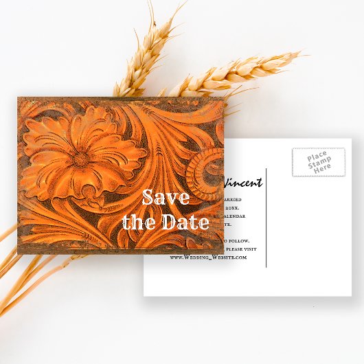 Carte Postale Faire-part Rustic Flower Country Western Enregistrer la date