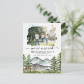 Carte Postale Faire-part Rustic Forest Mountain Nous avons déplacé la photo (Debout devant)