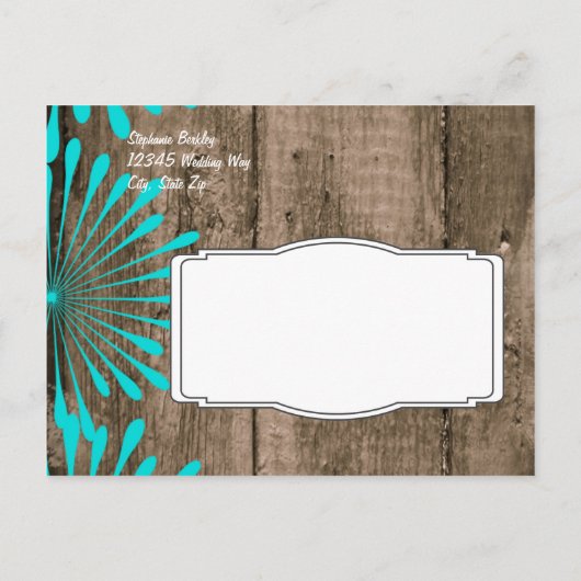 Carte Postale Faire-part Rustic Grange Bois Turquoise Enregistrer la date C (Dos)
