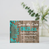 Carte Postale Faire-part Rustic Grange Bois Turquoise Enregistrer la date C (Debout devant)
