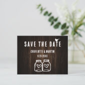 Carte Postale Faire-part Rustic Grange Mariage en bois Enregistrer la date  (Debout devant)