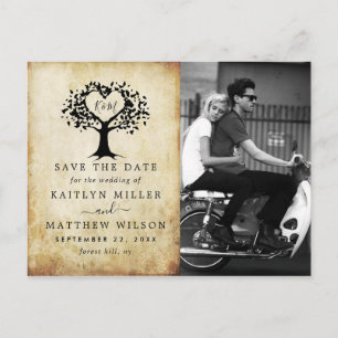Carte Postale Faire-part Rustic Heart Tree Photo Mariage Enregistrer La Dat