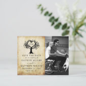 Carte Postale Faire-part Rustic Heart Tree Photo Mariage Enregistrer La Dat (Debout devant)