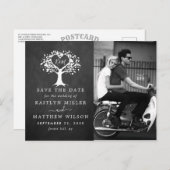 Carte Postale Faire-part Rustic Heart Tree Photo Mariage Enregistrer La Dat (Devant / Derrière)