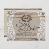 Carte Postale Faire-part Rustic Horseshoe Burlap Lace Wedding Enregistrer L (Devant / Derrière)