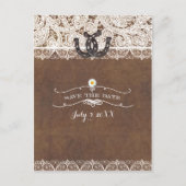 Carte Postale Faire-part Rustic Horseshoe & Lace Country ENREGISTRER LA DAT (Devant)