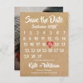 Carte Postale Faire-part Rustic Kraft Boho Calendrier Enregistrer la date P (Devant / Derrière)