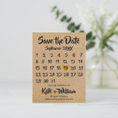 Carte Postale Faire-part Rustic Kraft Boho Calendrier Enregistrer la date P (Debout devant)
