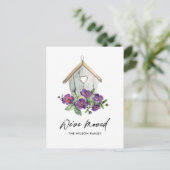 CARTE POSTALE FAIRE-PART RUSTIC KRAFT FLORAL BIRD HOUSE MOUVEMENT D'ADRESSE (Debout devant)