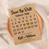 Carte Postale Faire-part Rustic Kraft Love Heart Calendrier Enregistrer la 