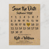 Carte Postale Faire-part Rustic Kraft Love Heart Calendrier Enregistrer la  (Devant)